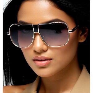 Aviator‎ Sunglasses UV400 Sun Protection Square Lens Outdoor Classy Women Lentes